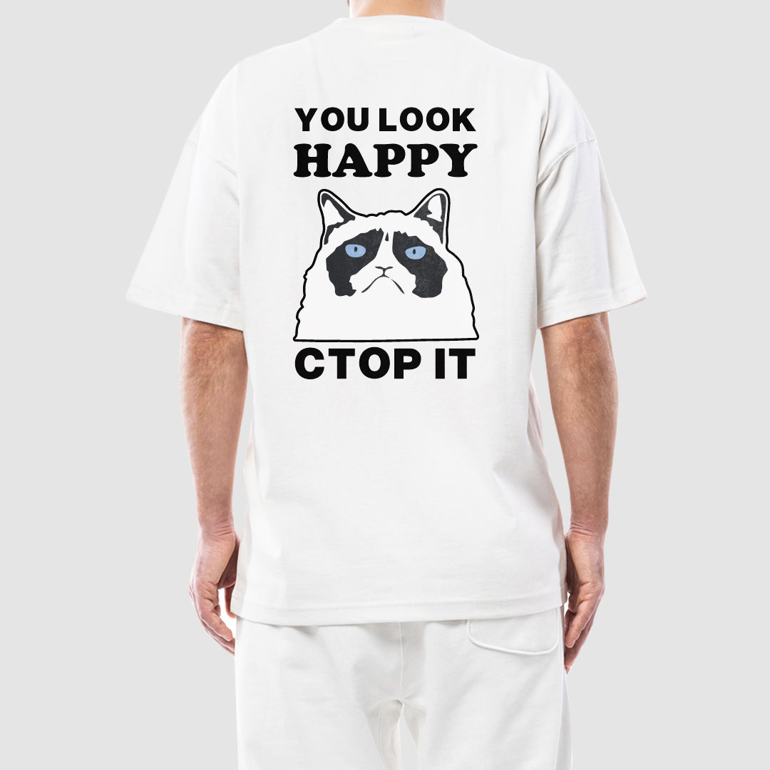 YOU LOOK HAPPY تيشيرت اوفر سايز