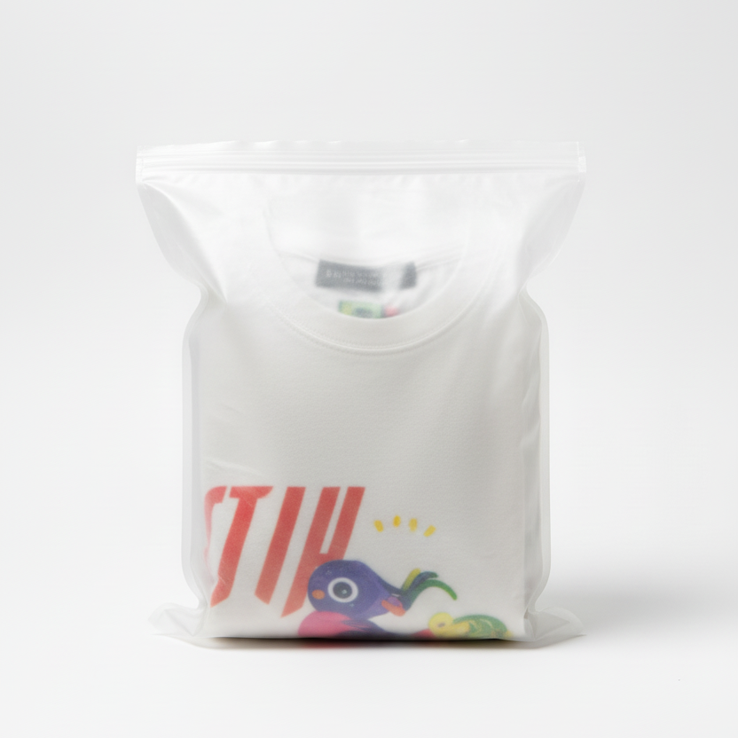 T-shirt Dust Packing Bags | كيس بلاستيك أبيض بسحاب للإغلاق
